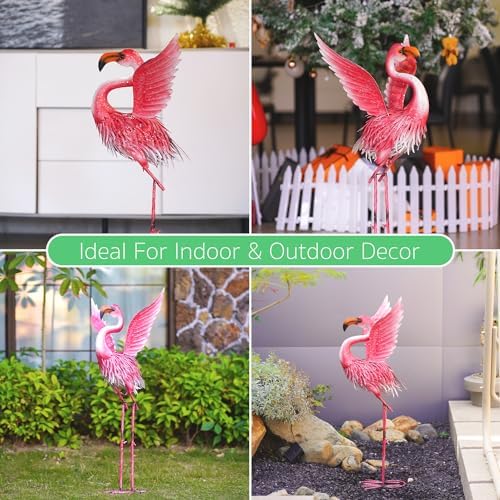 Goodeco Pink Flamingo Garden Statue - Flying Wing Garden Decor for Yard - Image 6