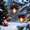 2 Pack Christmas Solar Hanging Lantern with Red Bow & Berry Decor by LEOKED