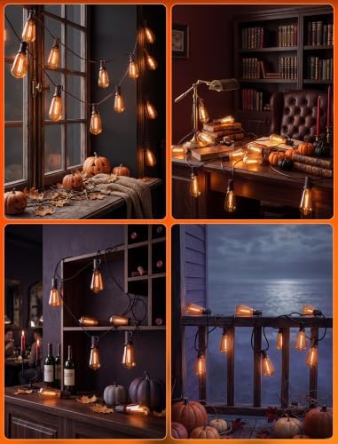 25FT Halloween Orange ST38 LED Outdoor String Lights with 25 Orange Edison Bulbs, Connectable Waterproof Hanging Patio Lights for Halloween, Thanksgiving, Backyard, Porch, Party Decor - Image 5