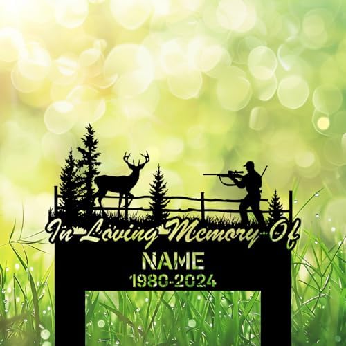 Personalized Hunter Grave Marker in Loving Memory Hunting Dad Memorial Garden Stake 8-24 inch Hunter Dad Loss Gift, Hunter Memorial Gift Loss of Loved One (in Loving Memory Hunting Dad) - Image 2