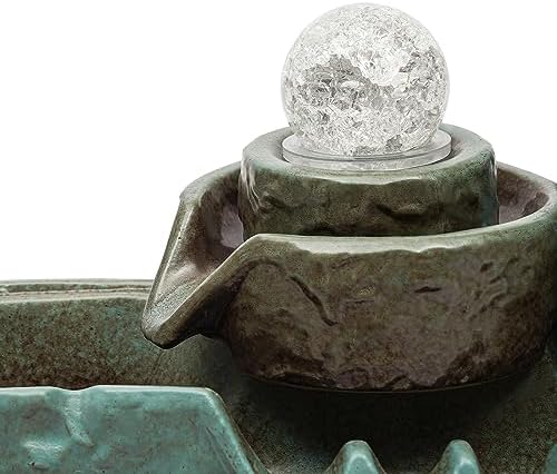 Tabletop Water Fountains Decoration, Eco Fish Tank Water Fountains with Mist LED & Fake Plants-Decor for Meditation, Good Luck Wealth, Waterfall Indoor for Home and Office - Image 6