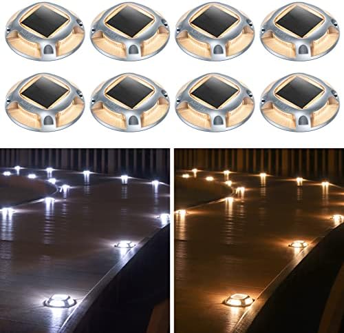 AGPTEK Solar Driveway Lights Outdoor 8 Pack, 2 Color Modes LED Deck Dock by AGPTEK