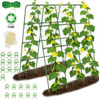 63" Tall Garden Trellis for Climbing Plants, 16mm Heavy Duty Metal Frame Cucumber Trellis with Netting, 20 Plant Clips, Easy Assembly Vegetable Trellis for Tomatoes, Beans, Peas, Raised Bed by BAG+WIZARD