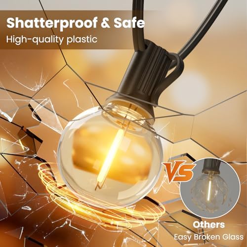 RTTY 120 FT Outdoor String Lights Waterproof, Patio Light 62 LED Bulbs - Image 5