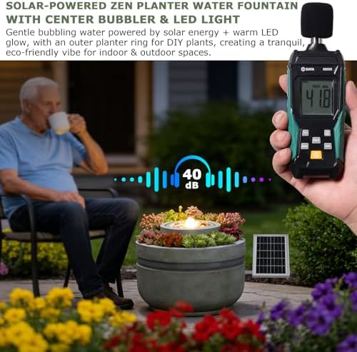Solar Water Fountain Outdoor Garden Zen Bubbler with Lights - Image 4