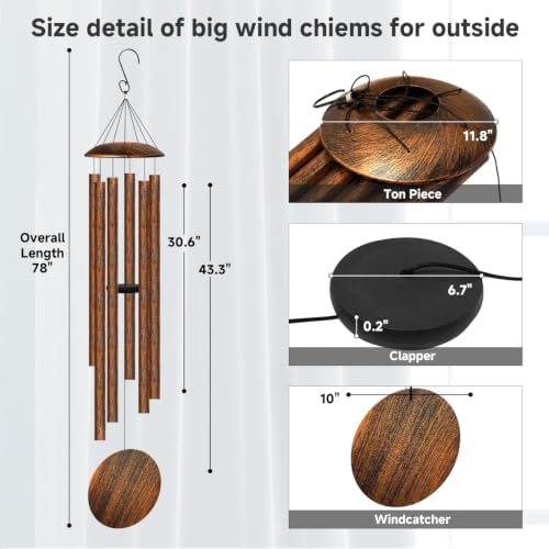 78" Extra Large Wind Chimes for Outside, 6 Thick and Bold Aluminum Tubes - Image 2