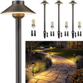 Gardenreet Low Voltage Landscape Lighting Brass - 12v Pathway Lights Waterproof, Hard Wired Path Light Outdoor, Mushroom Bronze for Exterior Area Patio with 3W 4000K Neutral White G4 Bulb (4 Pack) by Gardenreet