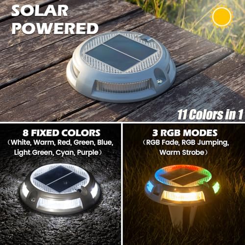 SIEDiNLAR Solar Driveway Lights Outdoor, 16 LEDs with 9 Modes RGB (16 Pack) - Image 3