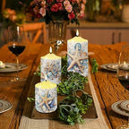 Cozeyat Flameless LED Candles Battery Operated, Summer Starfish Beach Scenery Design 4/6H Timers Flickering Realistic Pillar Tealights Set of 3, Waterproof Candles Home Decor - Image 4