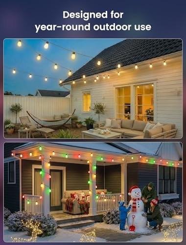 woohaha Smart Outdoor String Lights 45FT(37+8 Color Changing Patio Lights - Image 3
