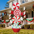 3 Pack Christmas Garden Stakes 32.5in Candy Dessert Metal Holiday Decor by YNGFIL