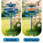 Daoeny Bird Bath for Outside, 42In Vintage Freestanding Birdbaths for Outdoors, Double Metal Bird Bath Feeder Bowls for Garden Patio Yard Lawn Decor, Upgraded 5-Pronged Base (Blue) - Image 4