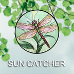 DASTOLL Stained Glass Window Hanging 4 Pcs Set Pink Green Insect Theme 9.8" - Butterfly Suncatcher Door Garden Sun Catcher Decor Birthday Christmas for Mom Woman Nana Men - Image 5