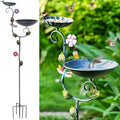 Free Standing Bird Baths for Outdoors, 58" H Decorative Bird Bath Feeder Combo with Metal Stake, Upgraded 5 Spikes Detachable Antique Birdbaths for Garden Patio Yard Lawn (Dragonfly) by Aifeorzo
