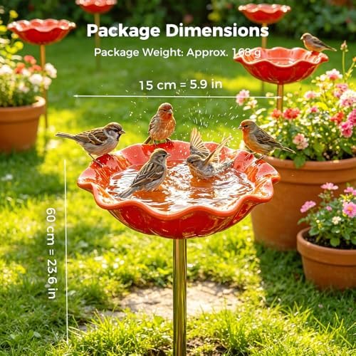 Metal Flower Garden Stakes Bird Bath Handmade, 2026 New Bird Bath for Garden Metal,Bee Bath with Flower Design, Bird Bees Bath Bowl for Outdoor Yard Decor (4pc) - Image 6