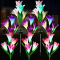 8 Pack Solar Garden Lights Outdoor, 7 Color Changing LED Waterproof Solar Powered Lily Flowers Landscape Lights for Outside Yard, Patio, Pathway Decorative, Décor by TANSOREN