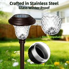 BEAU JARDIN 8 Pack Solar Pathway Lights White+Color Changing Stainless Steel 3 Mode Outdoor Multicolor Metal Solar Powered Waterproof Glass for Garden Landscape Path Yard Walkway Driveway Bronze - Image 3