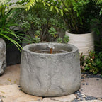Tankana Compact Round Faux Stone Trough Water Fountain Outdoor Bubbler Water Feature Indoor with Solid Copper Tubing & Hidden Pump, Cottage Garden Yard Patio Entryway Meditation Fountain, Gray by Tankana