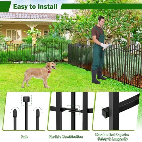 Garden Metal Fence 32" H x 22.5'L Decorative Dog Outdoor Yard Panels - Image 5