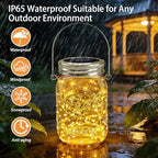 12 Pack Solar Mason Jar Lights for Outside, 30 LED Solar Mason Jar Lids Fairy Lights with 12 Hangers(No Jars) Outdoor Waterproof for DIY Patio Garden Yard Lawn Party Wedding Decoration Warm White - Image 5