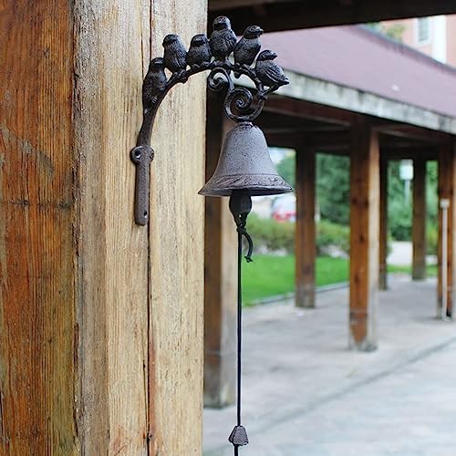Heavy Duty Cast Iron Wall Bell - Decorative Retro Style Lovely Birds Hand Bell - Manually Shaking Wall Hanging Doorbell - Indoor Outdoor Wall Mounted Dinner Bell - Garden Home Wall Decoration - Image 3