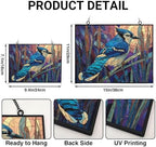 Customized Rectangle Mosaic Blue Jay On Cattail Stained Glass Window Hanging Suncatcher Stained Glass Home Decor Garden Halloween Christmas Party Wedding Housewarming Gifts - Image 3