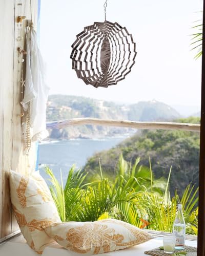 12 Inch Brown Palm Leaves Wind Spinner for Yard and Garden, Tropical Summer Beach Coastal Hanging Ornaments Outdoor 3D Kinetic Wind Sculpture Spinners Indoor Outdoor Patio Décor Ornaments Gift - Image 6