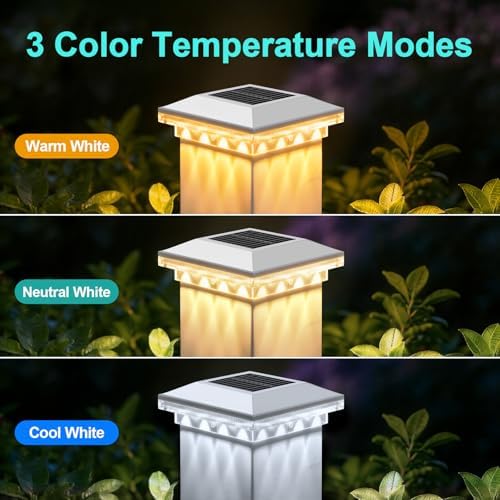 Brightever 4x4 Solar Post Cap Lights, 12 Pack White Solar Post Cap Lights - Image 3