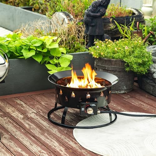 Portable Propane Fire Pit 19" 50000 BTU Cover Carry Kit Smokeless, Black - Image 7