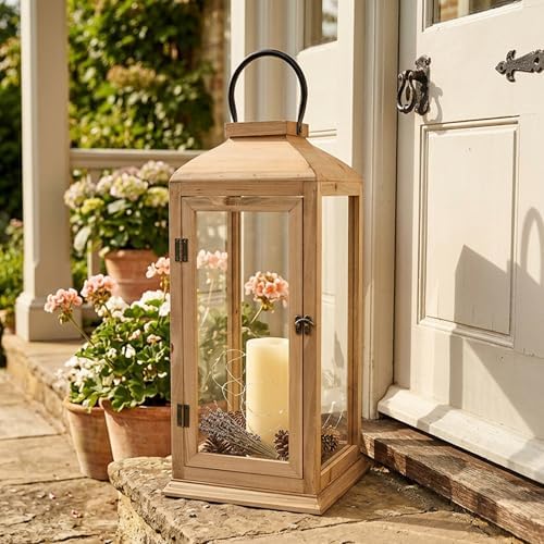 Bdor 2 Pack 27.5 Inch Outdoor Wooden Lanterns for Porch, Lantern Only - Image 3