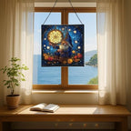Gnome with Dreamcatcher Stained Glass Suncatcher – Square Hanging Window Panel for Home or Greenhouse – Whimsical Glass Art Gift for Garden Lovers, Christmas, Halloween, Father Days lkrjZa - Image 6