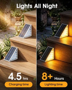 Outdoor Step Lights, 8 Pack IP67 Waterproof Solar Stair Lights, Warm 3000K 13 LED Solar Lights for Steps, Front Steps, Concrete Steps, Porch, Patio, Walkway, Backyard Decor - Image 4