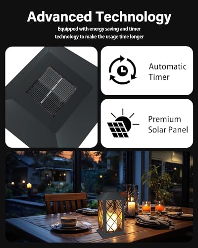SHYMERY Solar Lanterns Outdoor Waterproof, 14 Inch Outdoor Lanterns with LED Flickering Flameless Candles,2 Pack Hanging Black Lantern Decorative for Patio,Front Porch,Balcony,Outside,Table Decor - Image 4