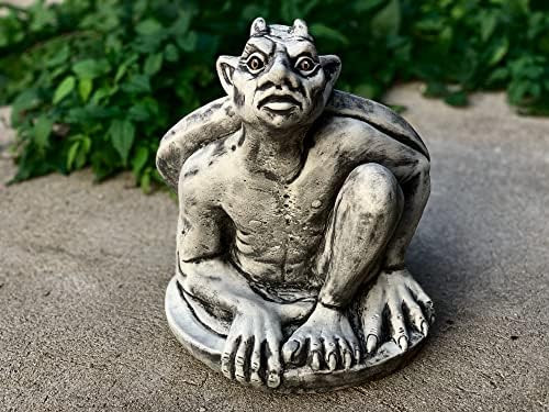 Large gothic gremlin Gargoyle figure outdoor Concrete antique decoration Sitting gargoyle statue French grotesque garden ornament Cast stone Guardian Gargoyle Statue Concrete Gargoyle Winged Creature by OLOMA