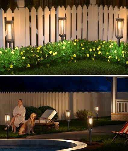 NEWMESSI Solar Powered Pathway Lights, 4 Pack, Warm White, IP65 - Image 5