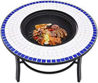 Mosaic Fire Pit Blue and White 26.8 Inch Steel - Image 5