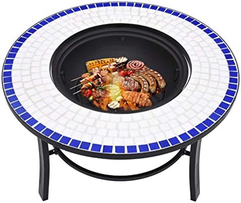 Mosaic Fire Pit Blue and White 26.8 Inch Steel - Image 5