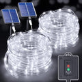 KNONEW Solar Rope Lights Outdoor 2 Packs Total 600LED 100FT Solar String Light Outside Waterproof with 8 Modes Clear Thin Tube for Pool Patio Garden Fence Camping Yard Deck Trampoline（Cool White） by KNONEW