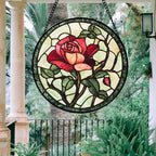 Stained Glass Window Hanging Red Rose Suncatcher Gifts for Women 9.8" - Image 2