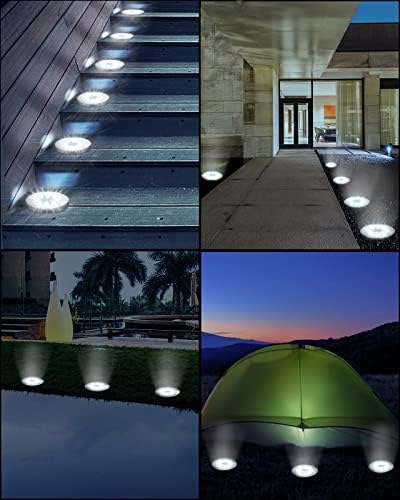 UFOND 12 Pack Solar Ground Lights，Outdoor Waterproof LED Gardenlight, Disklights for Lawn Pathway Yard Walkway Driveway Patio Deck, Solar Lights (Cold White) - Image 6