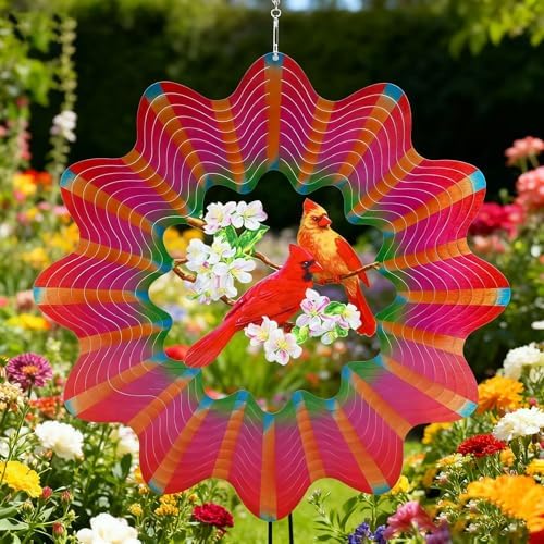Cardinal Wind Spinners Outdoor, Hanging Wind Sculpture and Spinner for Yard and Garden Wind Chimes, 3D Stainless Steel Cardinal Gift for Women by Unknown