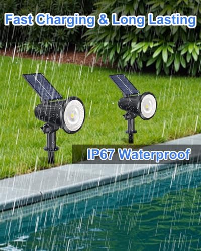 6 Pack Solar Spotlights Outdoor, Waterproof Warm White Landscape Uplights - Image 6