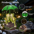 Solar Garden Statues Decor Frogs Couple with LED Lights and Umbrella, Outdoor Frog Garden Statue for Patio, Balcony, Housewarming, Yard Frog Gifts for Women - Image 4