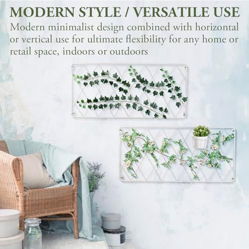 MyGift Wall Garden Trellis, White Metal Lattice Panels Set of 2 - Image 3