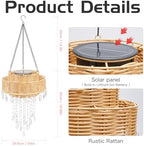 Solar Outdoor Rattan Hanging Chandelier Waterproof Hanging Pendant Light - Image 6