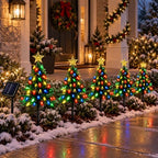 Solar Christmas Tree Pathway Lights, 5-Pack Strawberry LED - Image 6