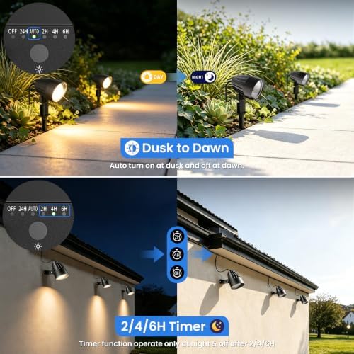 Low Voltage Landscape Lighting Kit 12W Plug & Play Outdoor Spotlight 6Pack - Image 4