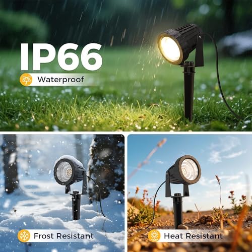L LOHAS LED 5W Dusk to Dawn Outdoor Spotlight 3000K Landscape Light 6 Pack - Image 3