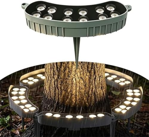 LED Ring Tree Light, Outdoor Waterproof Landscape Spotlight, Die-Cast Aluminum Tree Hug Uplights with Ground Stake for Garden Pathway Accent, Circular Wrap Around Lamp(Red,12W(220v)) by Unknown