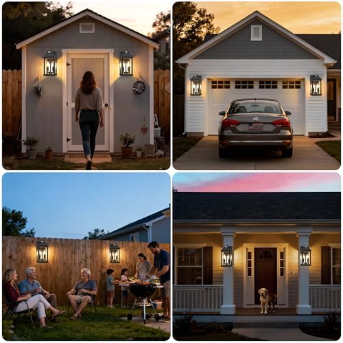 Solar Wall Lights Outdoor with 3 Lighting Modes & Motion Sensor, Outdoor Solar Dusk to Dawn Porch Lights, Waterproof Solar Wall Lantern Lights Fixture for Garage Shed Yard Garden Front Door, 2 Pack - Image 2